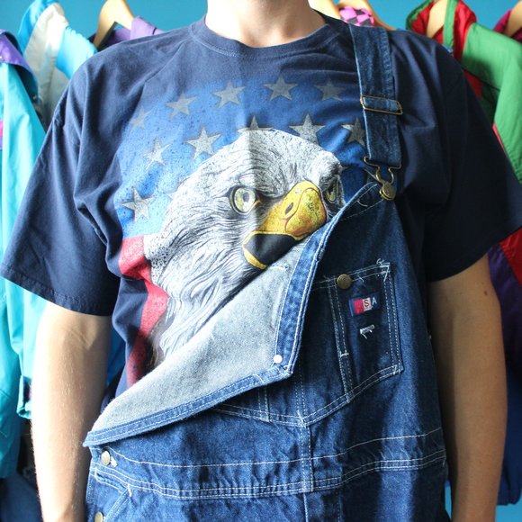 Vintage Denim - Vintage USA WORKS MINI FLAG Overalls